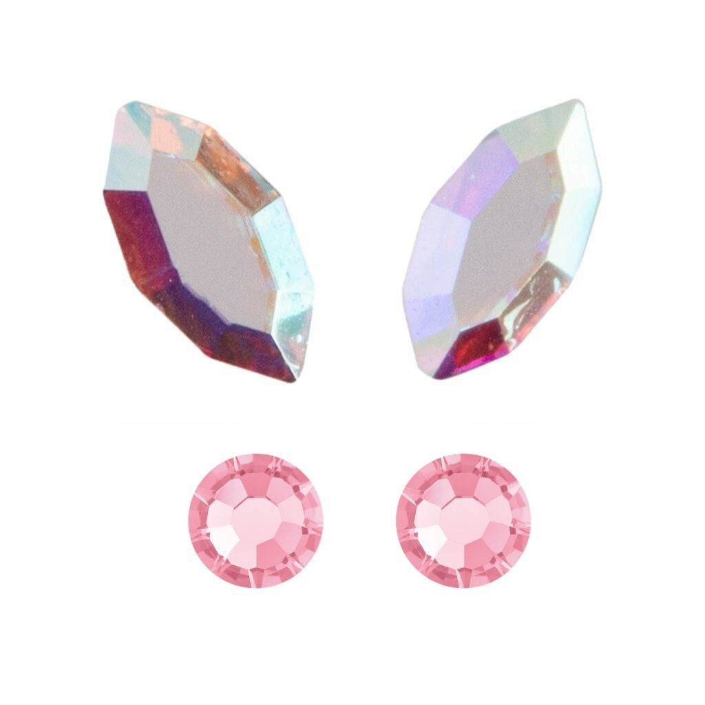 Mixed Crystal Butterfly Tooth Gem – 4 Preciosa® Crystals | Aurore Boreale wings
