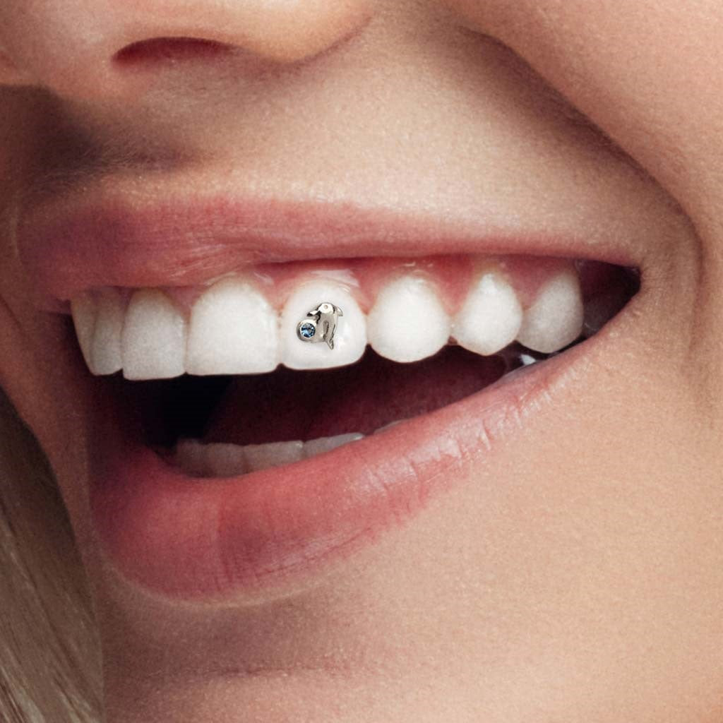 Dauphin avec saphir or blanc 18 carats