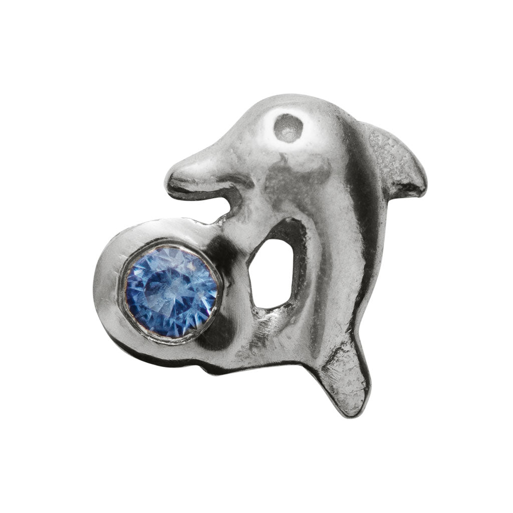 Dauphin avec saphir or blanc 18 carats