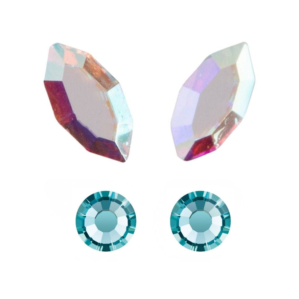 Mixed Crystal Butterfly Tooth Gem – 4 Preciosa® Crystals | Aurore Boreale wings