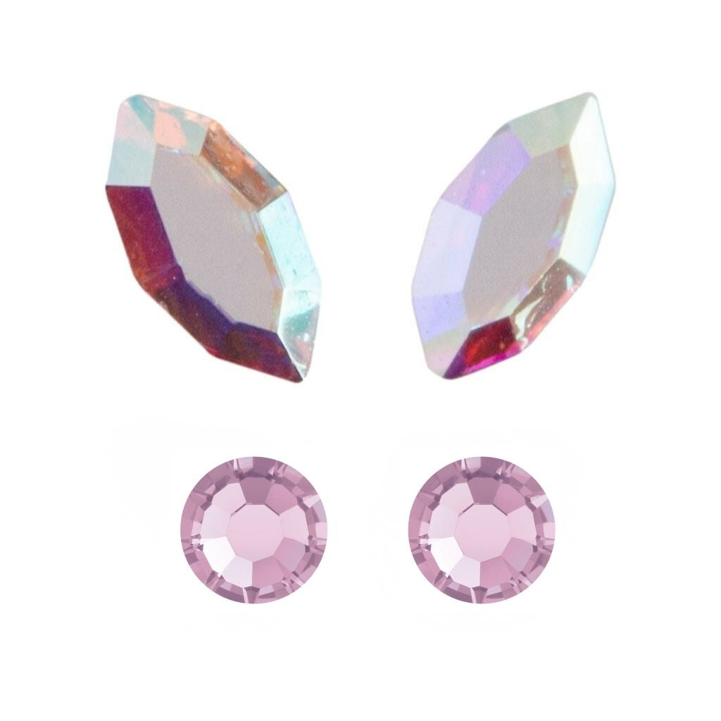 Mixed Crystal Butterfly Tooth Gem – 4 Preciosa® Crystals | Aurore Boreale wings