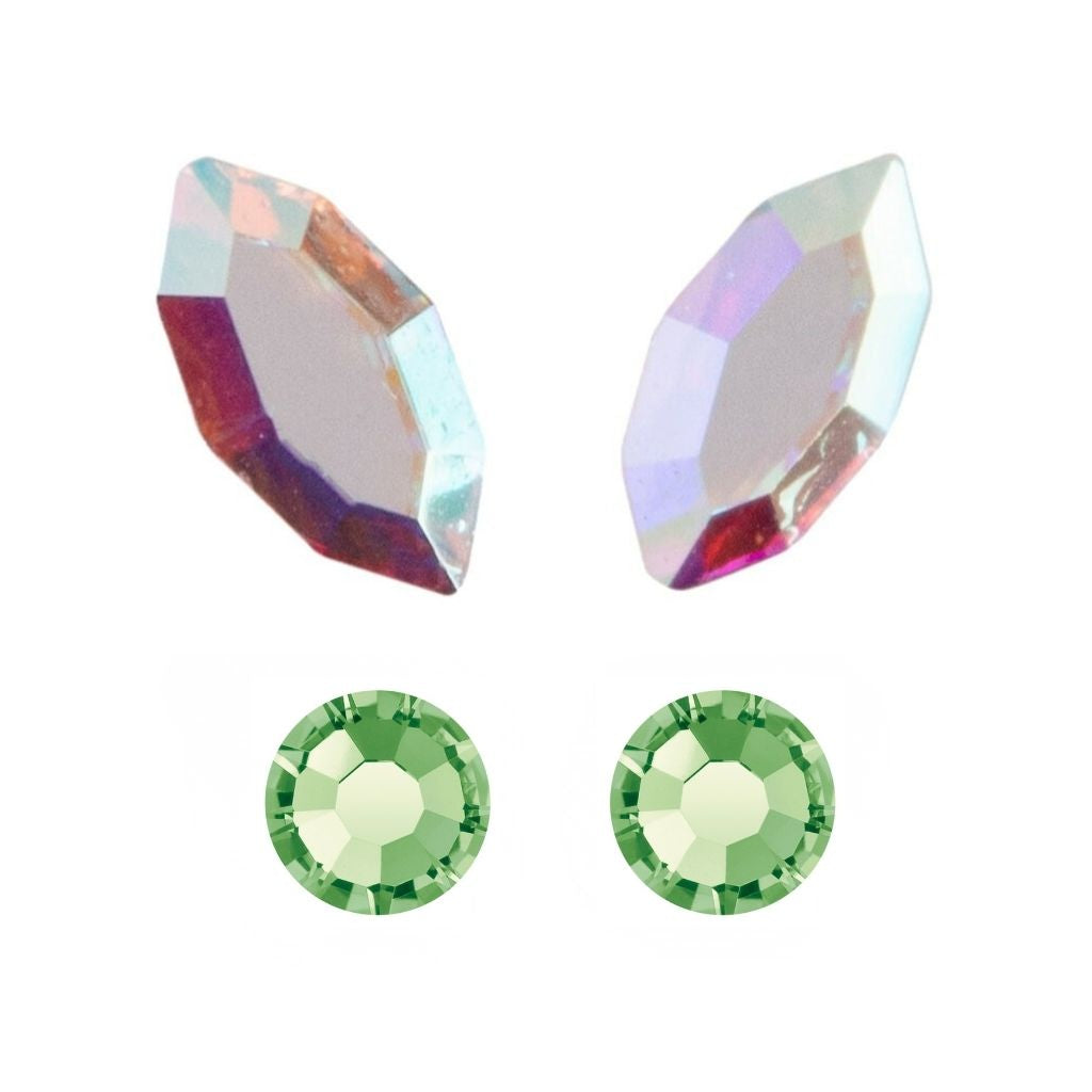 Mixed Crystal Butterfly Tooth Gem – 4 Preciosa® Crystals | Aurore Boreale wings