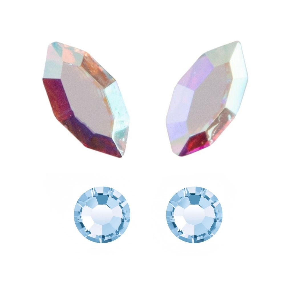 Mixed Crystal Butterfly Tooth Gem – 4 Preciosa® Crystals | Aurore Boreale wings